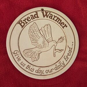 VTG Clay Bread Warmer Signed Lyn Ulick 1989 Give Us This Day, Our Daily Bread